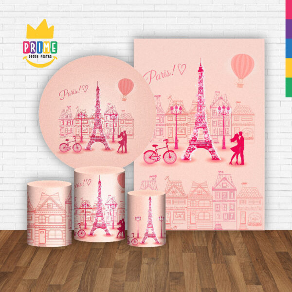 Kit Casado Paris Painel Redondo Trio Capas Cilindro Retangular Vertical Em Tecido - Image 2