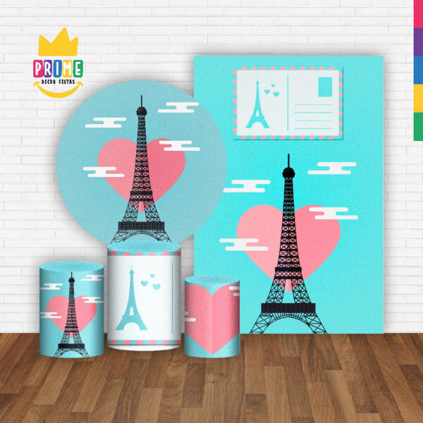 Kit Casado Paris Painel Redondo Trio Capas Cilindro Retangular Vertical Em Tecido - Image 2