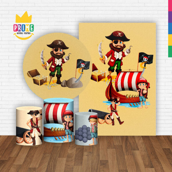 Kit Casado Pirata Painel Redondo Trio Capas Cilindro Retangular Vertical Em Tecido - Image 2