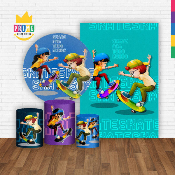 Kit Casado Skate Painel Redondo Trio Capas Cilindro Retangular Vertical Em Tecido - Image 2
