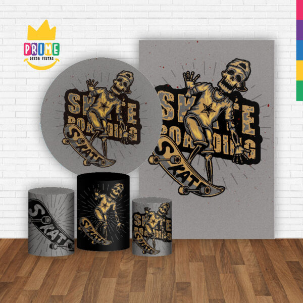Kit Casado Skate Painel Redondo Trio Capas Cilindro Retangular Vertical Em Tecido - Image 2