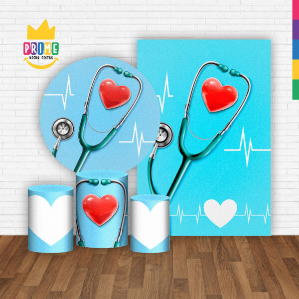 Kit Casado Medicina Painel Redondo Trio Capas Cilindro Retangular Vertical Em Tecido - Image 2