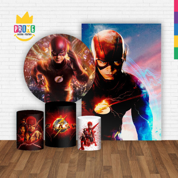 Kit Casado The Flash Painel Redondo Trio Capas Cilindro Retangular Vertical Em Tecido - Image 2
