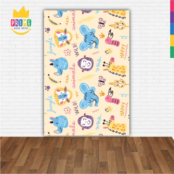 Painel de Festa Retangular 3D Zoo Baby Casadinho 1,50m x 2,20 - Image 2