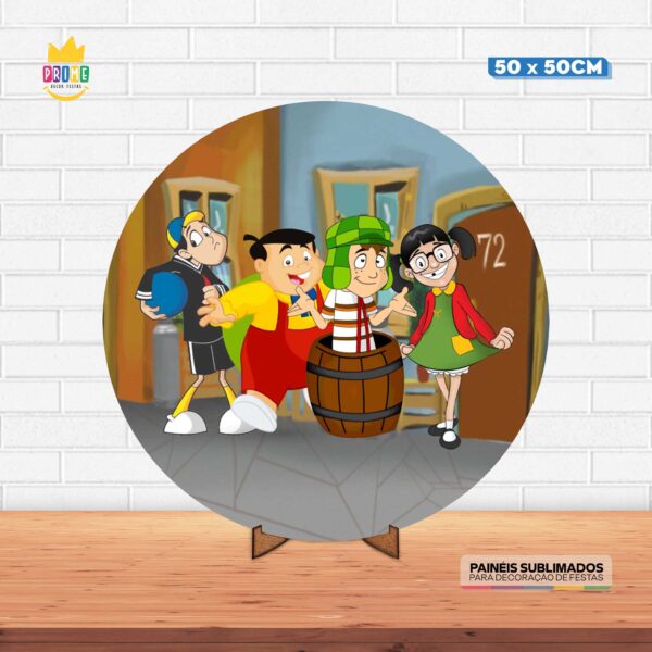 Painel Redondo 3D Chaves Tecido 50cm X 50cm Com Suporte MDF