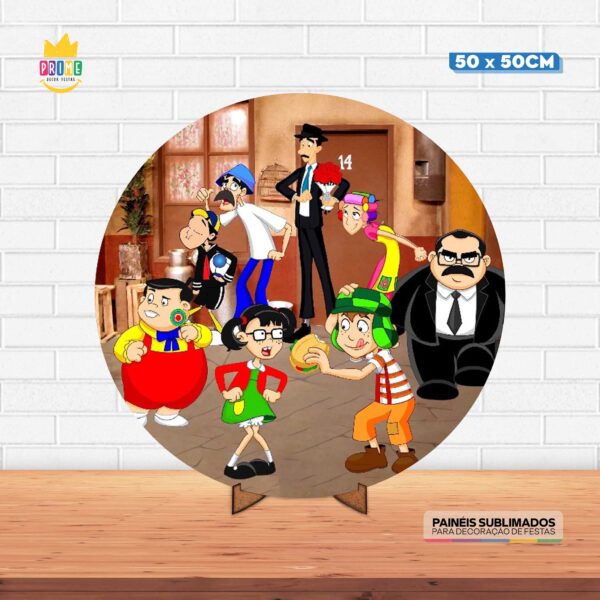 Painel Redondo 3D Chaves Tecido 50cm X 50cm Com Suporte MDF