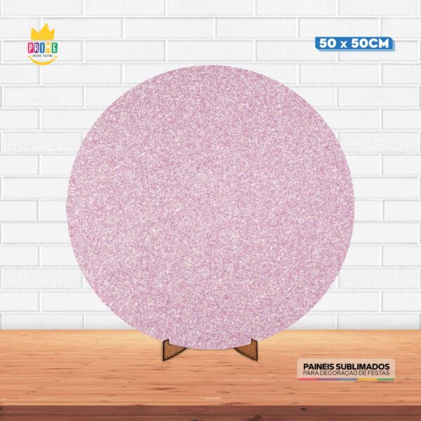 Painel Redondo 3D Glitter Tecido 50cm X 50cm Com Suporte MDF