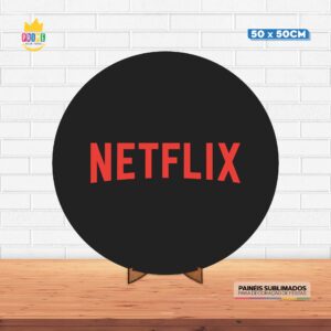 Painel Redondo 3D Netflix Tecido 50cm X 50cm Com Suporte MDF