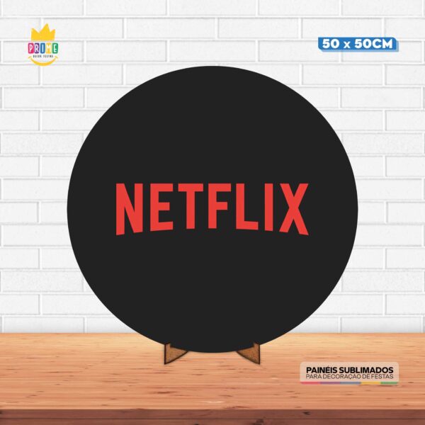 Painel Redondo 3D Netflix Tecido 50cm X 50cm Com Suporte MDF
