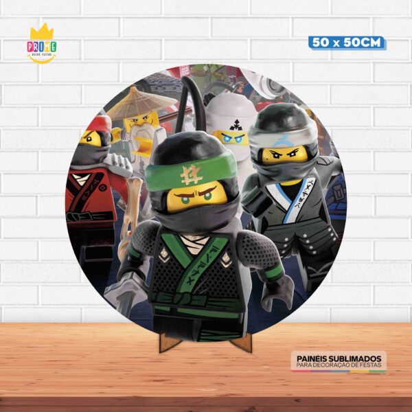 Painel Redondo 3D Ninja Go Tecido 50cm X 50cm Com Suporte MDF