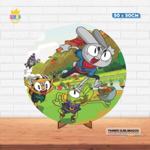 Painel Redondo 3D Ninjin Tecido 50cm X 50cm Com Suporte MDF