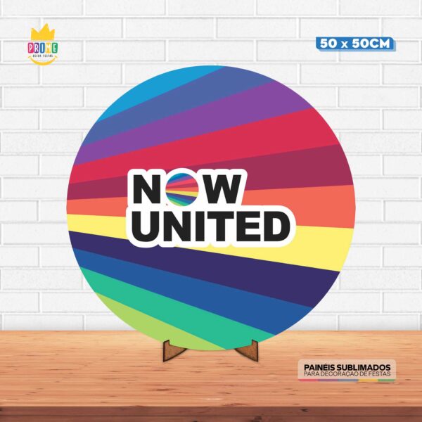 Painel Redondo 3D Now United  Tecido 50cm X 50cm Com Suporte MDF