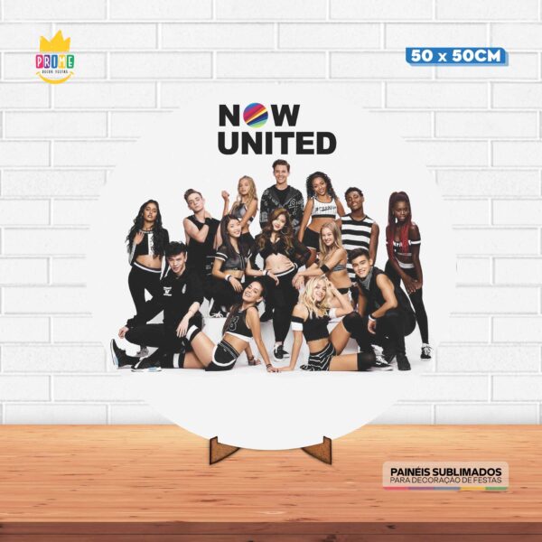 Painel Redondo 3D Now United  Tecido 50cm X 50cm Com Suporte MDF