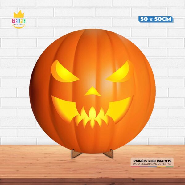 Painel Redondo 3D Halloween Tecido 50cm X 50cm Com Suporte MDF