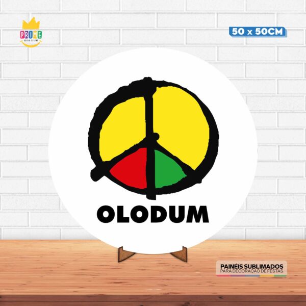 Painel Redondo 3D Olodum Tecido 50cm X 50cm Com Suporte MDF