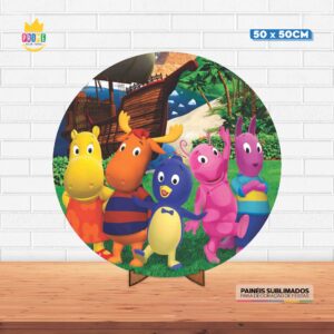 Painel Redondo 3D Os Backyardigans Tecido 50cm X 50cm Com Suporte MDF