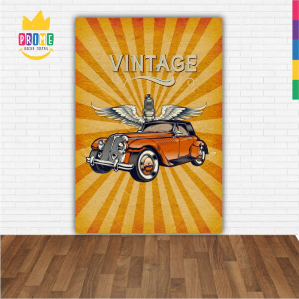 Painel de Festa Retangular 3D Carros Vintage Casadinho 1,50m x 2,20 - Image 2