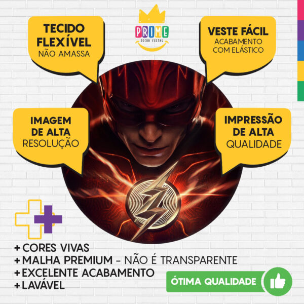 Trio Capa Cilindro + Painel Redondo 3D The Flash 1,50m Veste Fácil - Image 3