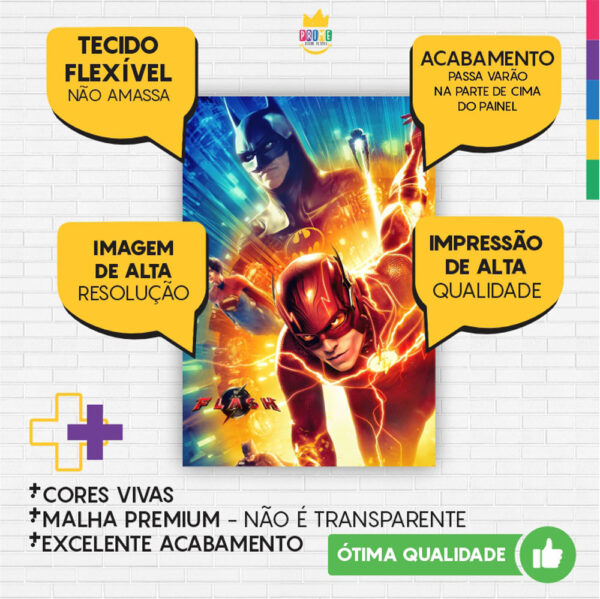 Kit Casado The Flash Painel Redondo Trio Capas Cilindro Retangular Vertical Em Tecido - Image 5