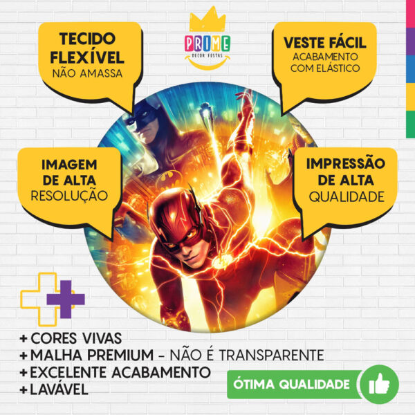 Trio Capa Cilindro + Painel Redondo 3D The Flash 1,50m Veste Fácil - Image 3