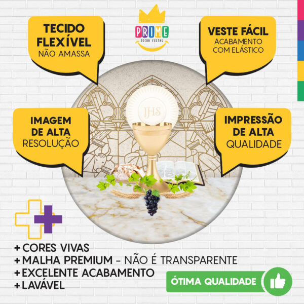 Painel Redondo 3D Primeira Eucaristia  Tecido Sublimado - Image 3