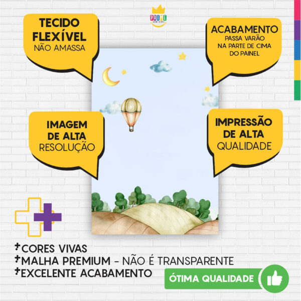 Painel de Festa Retangular 3D Ursinho Aviador Casadinho 1,50m x 2,20 - Image 3