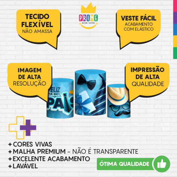 Trio Capa Cilindro Dia dos Pais 3D Em Tecido Com Elástico - Image 3