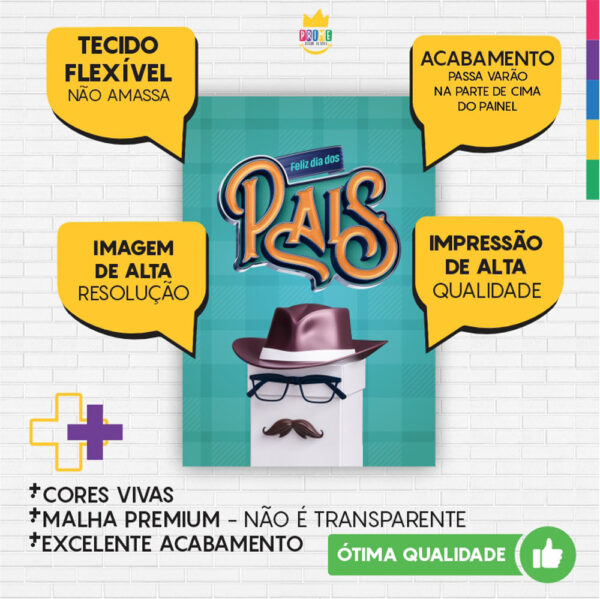 Painel de Festa Retangular 3D Dia dos Pais Casadinho 1,50m x 2,20 - Image 3