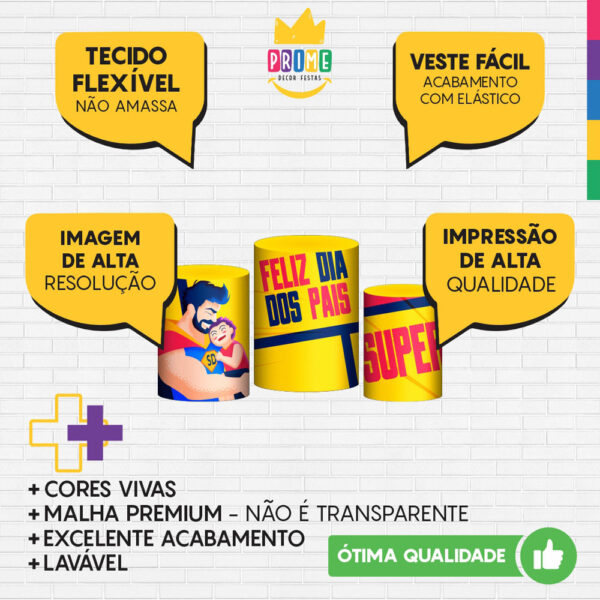 Trio Capa Cilindro Dia dos Pais 3D Em Tecido Com Elástico - Image 3
