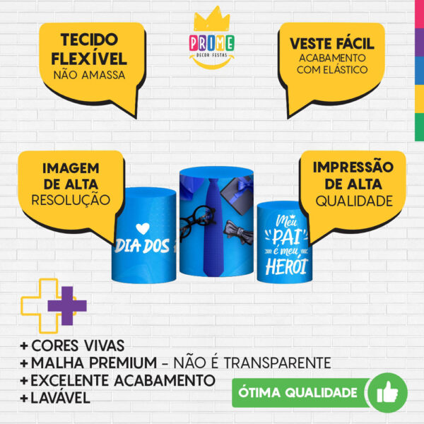 Trio Capa Cilindro Dia dos Pais 3D Em Tecido Com Elástico - Image 3