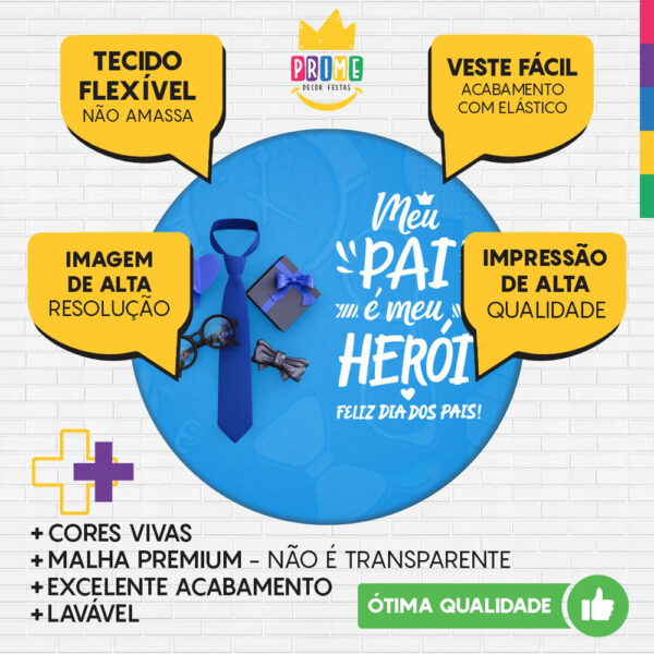 Trio Capa Cilindro + Painel Redondo 3D Dia dos Pais 1,50m Veste Fácil - Image 3