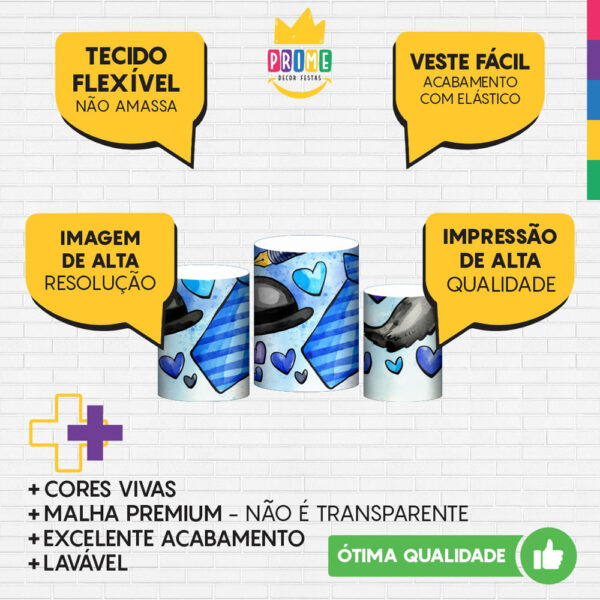 Trio Capa Cilindro Dia dos Pais 3D Em Tecido Com Elástico - Image 3