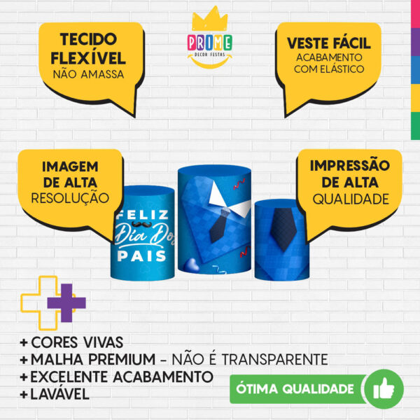 Trio Capa Cilindro Dia dos Pais 3D Em Tecido Com Elástico - Image 3