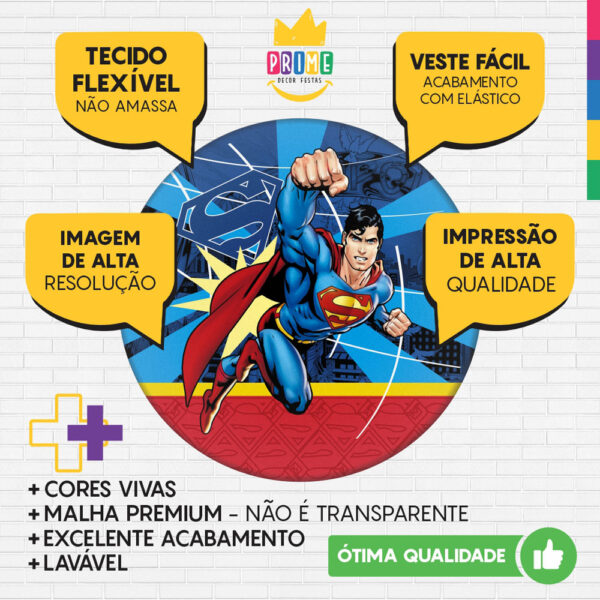 Painel Redondo 3D Super Homem Tecido Sublimado - Image 3