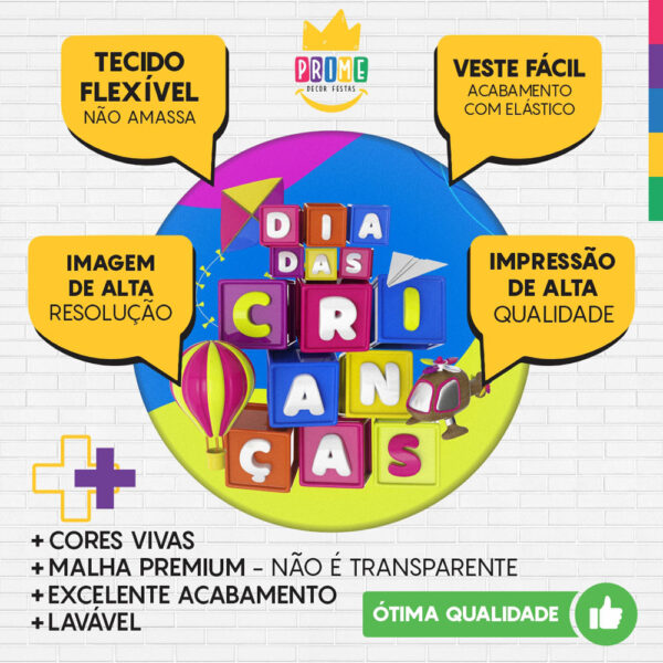Kit Casado Dia das Crianças Painel Redondo Trio Capas Cilindro Retangular Vertical Em Tecido - Image 3