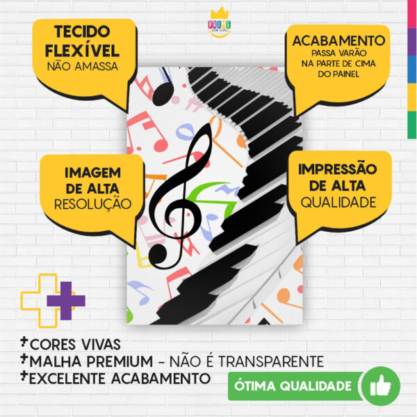 Painel de Festa Retangular 3D Musica Instrumentos Casadinho 1,50m x 2,20 - Image 3
