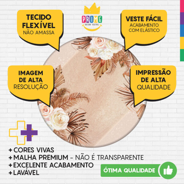 Trio Capa Cilindro + Painel Redondo 3D Floral 1,50m Veste Fácil - Image 3