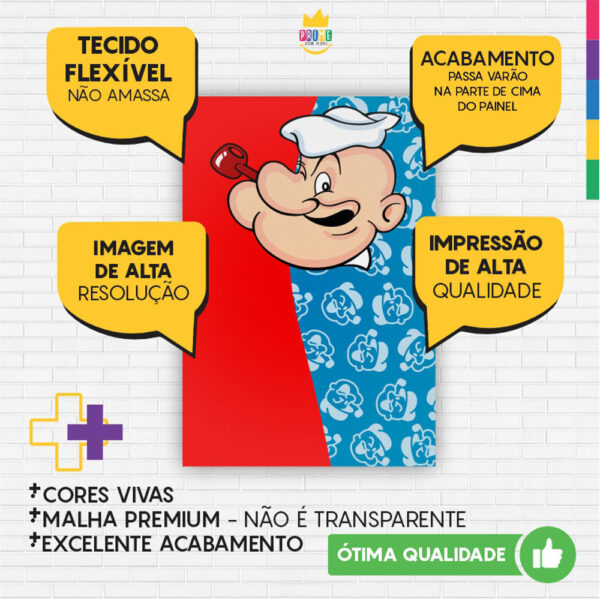 Kit Casado Popeye Painel Redondo Trio Capas Cilindro Retangular Vertical Em Tecido - Image 5