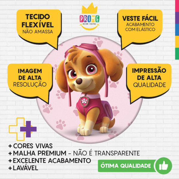 Painel Redondo 3D Skye Patrulha Canina Tecido Sublimado - Image 3