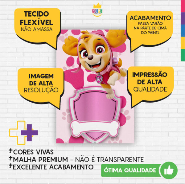 Painel de Festa Retangular 3D Skye Patrulha Canina Casadinho 1,50m x 2,20 - Image 3