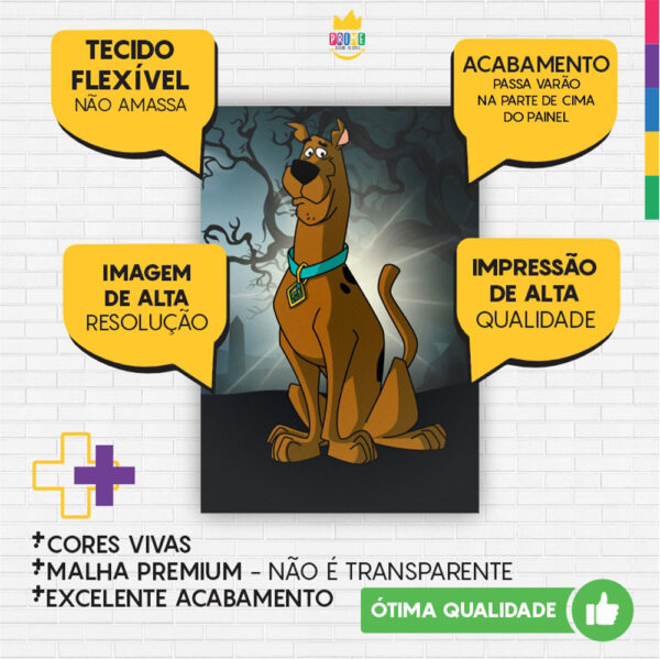 Painel de Festa Retangular 3D Scooby Doo Casadinho 1,50m x 2,20 - Image 3