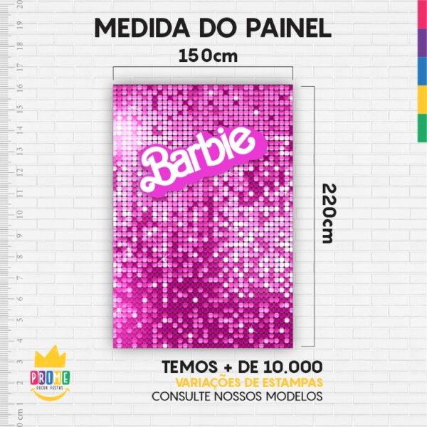 Painel Festa Barbie 3D Lateral para Casadinho 1,50m x 2,20m - Image 3