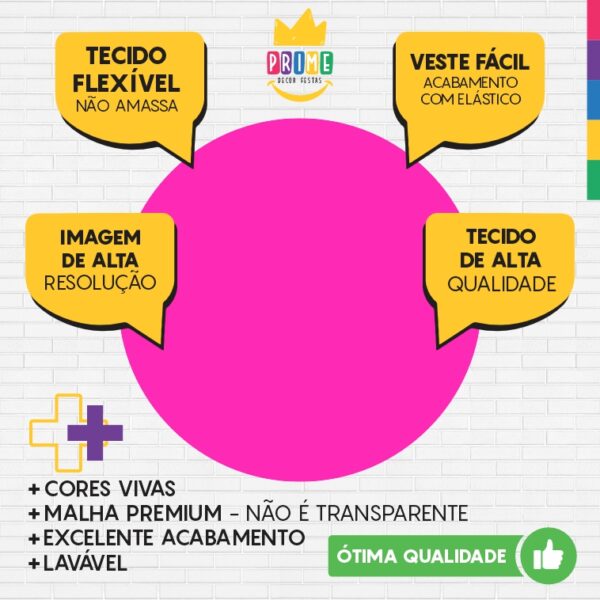 Painel Redondo 3D Rosa Fluorescente Cor Lisa Tecido Sublimado 1,50m x 1,50m - Image 3