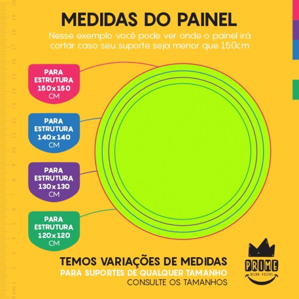 Painel Redondo 3D Verde Neon Fluorescente Cor Lisa Tecido Sublimado 1,50m x 1,50m - Image 4