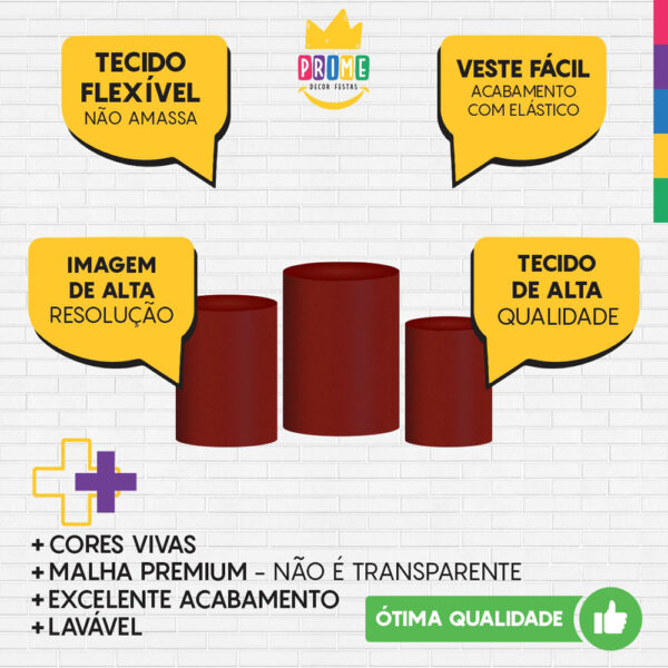 Trio Capa Cilindro Graviola 3D Em Tecido Com Elástico - Image 3