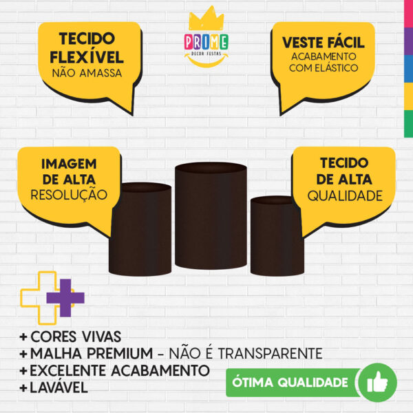 Trio Capa Cilindro Marron 3D Em Tecido Com Elástico - Image 3