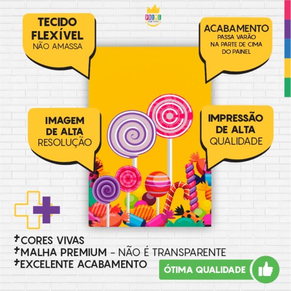 Painel de Festa Retangular 3D Doces Casadinho 1,50m x 2,20 - Image 3
