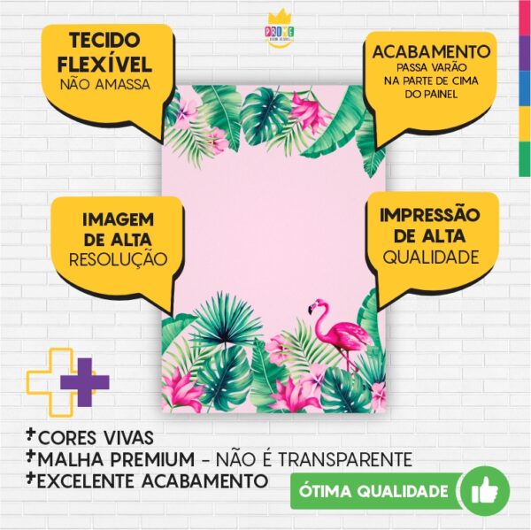 Painel de Festa Retangular 3D Flamingo Casadinho 1,50m x 2,20 - Image 3