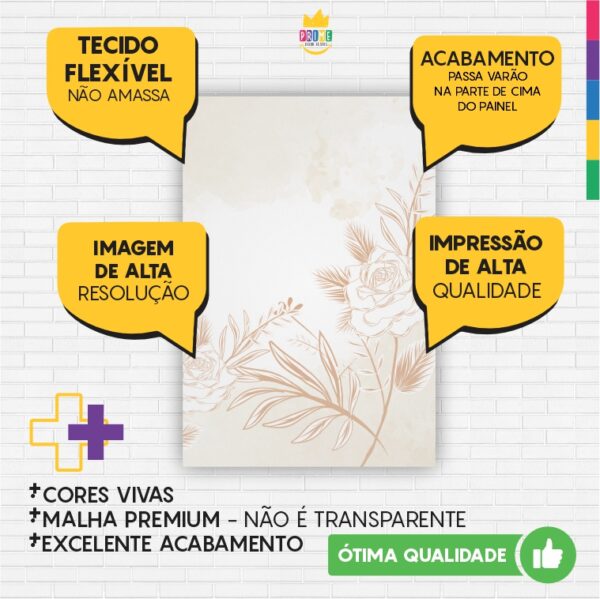 Painel de Festa Retangular 3D Floral Casadinho 1,50m x 2,20 - Image 3