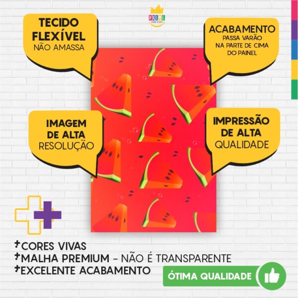 Painel de Festa Retangular 3D Frutas Casadinho 1,50m x 2,20 - Image 3